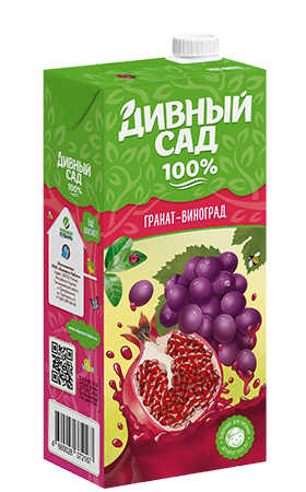 Упаковка 1 литр, напиток Дивный Сад со вкусом - Гранат-Виноград