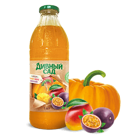 Нектар из тыквы, маракуйи и манго в стеклянной бутылке 1 литр