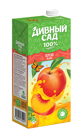 Упаковка 1 литр, нектар Дивный Сад - Персик-яблоко